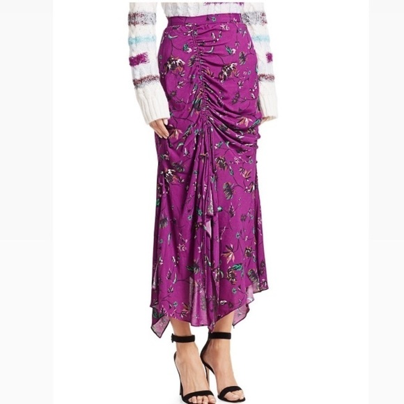 Tanya Taylor Vines Requel Silk Skirt in purple size 4 - Picture 3 of 5